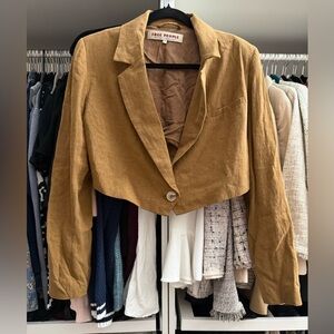 Free People Cropped Blazer Jacket in Tan/Brown